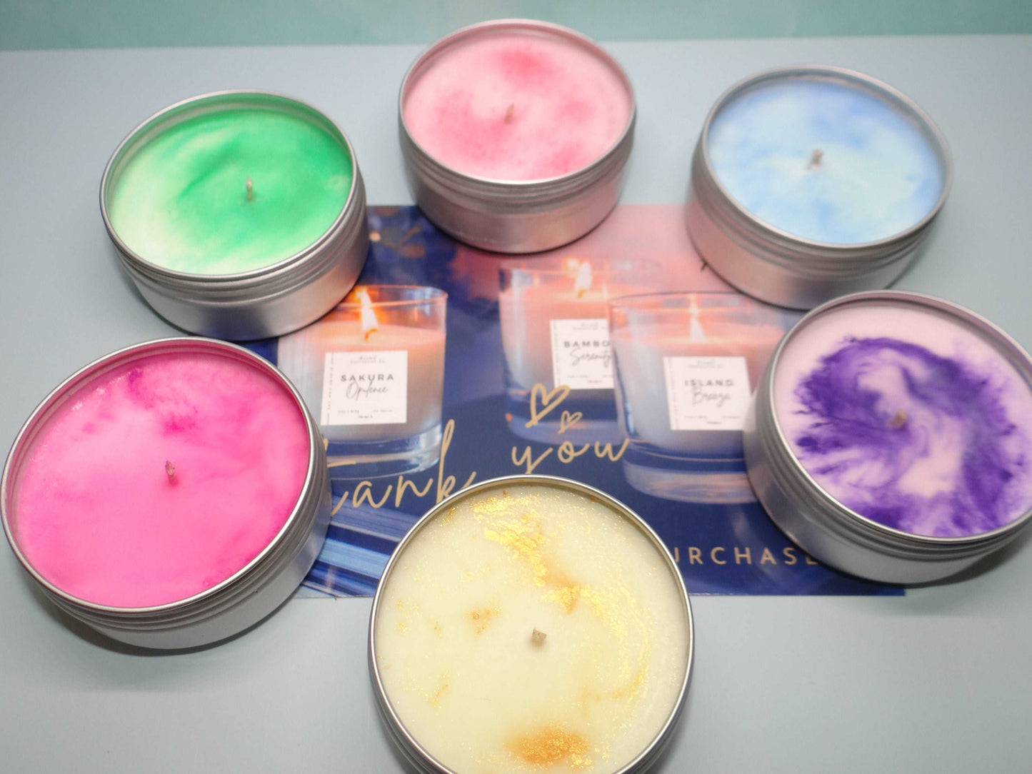 This sampler set consists of six 1.5oz tin soy wax candles from the new Spring Collection, featuring a variety of scents to explore. It's an ideal option for discovering all the spring fragrance options cost-effectively. It also makes for a unique and personalized gift, perfect as a holiday stocking stuffer.