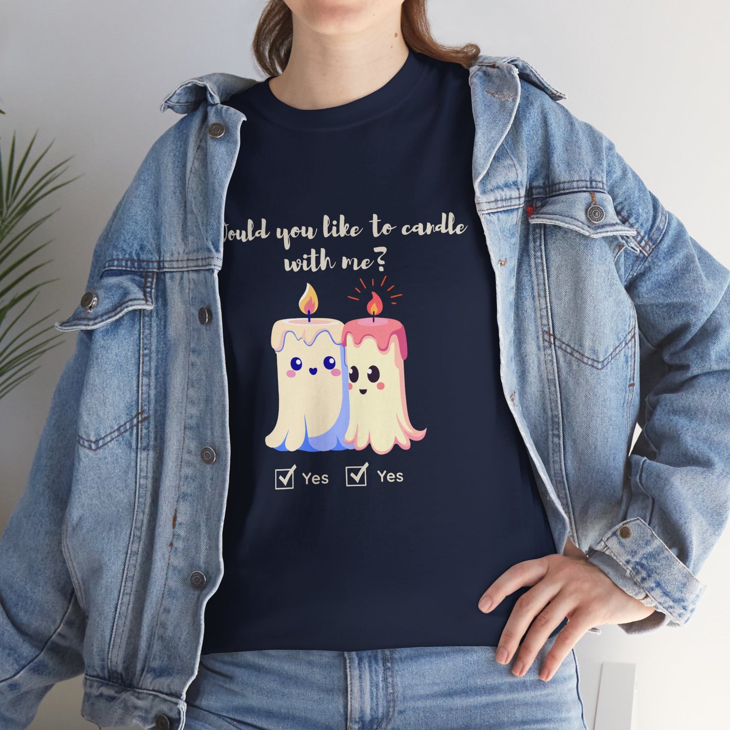 'Would You Like to Candle With Me' T-Shirt — Romantic Candlelight Couple Tee