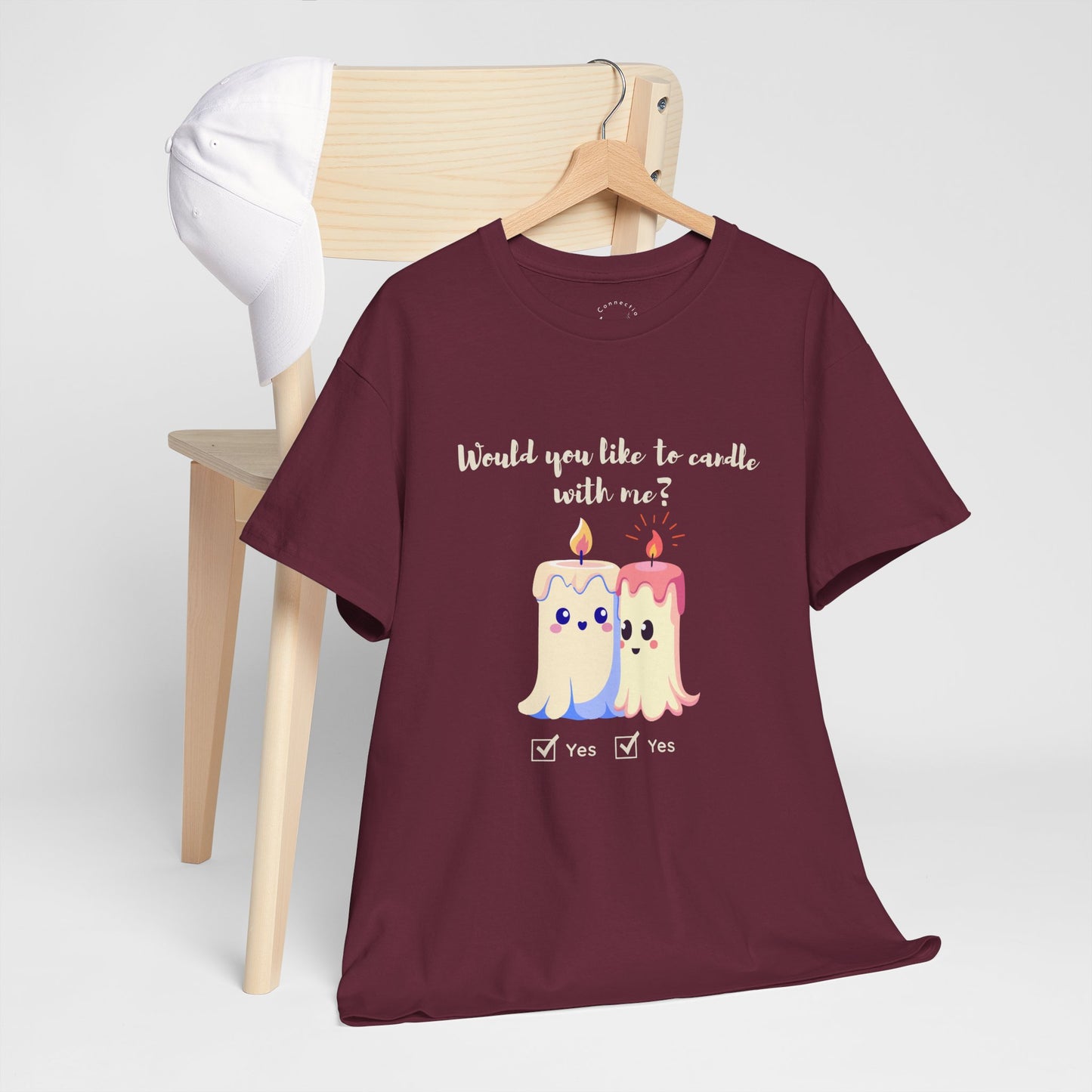 'Would You Like to Candle With Me' T-Shirt — Romantic Candlelight Couple Tee