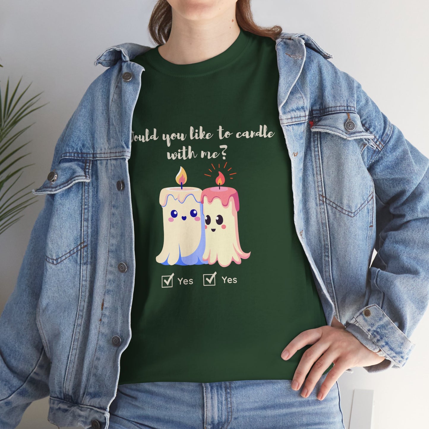 'Would You Like to Candle With Me' T-Shirt — Romantic Candlelight Couple Tee