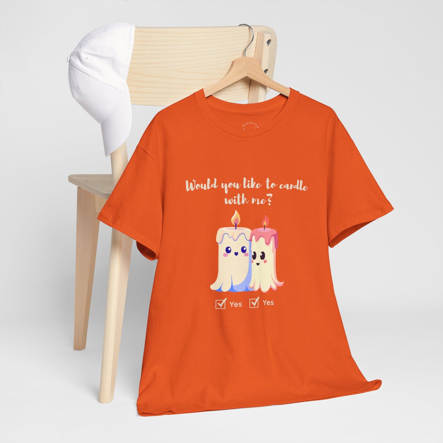 'Would You Like to Candle With Me' T-Shirt — Romantic Candlelight Couple Tee