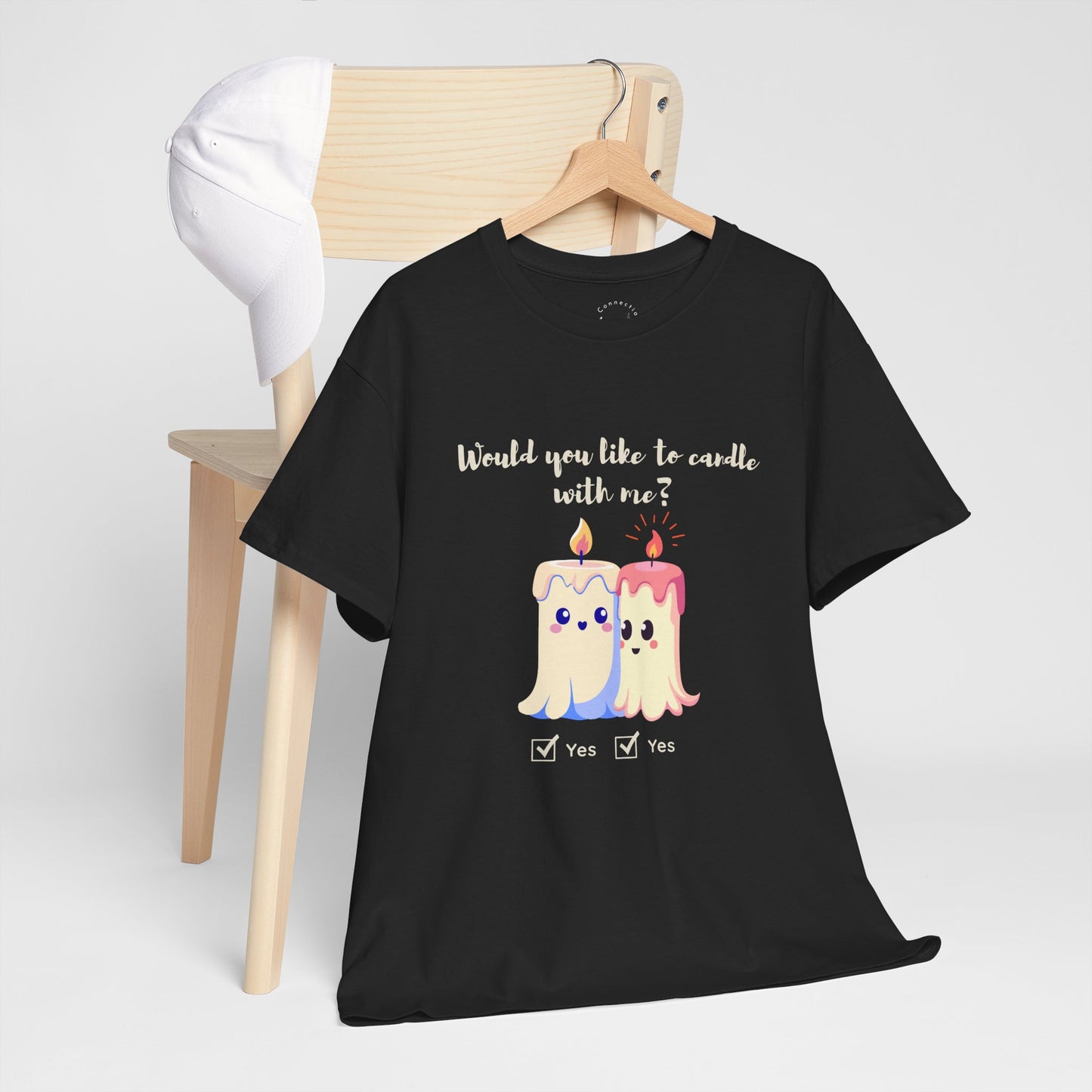 'Would You Like to Candle With Me' T-Shirt — Romantic Candlelight Couple Tee