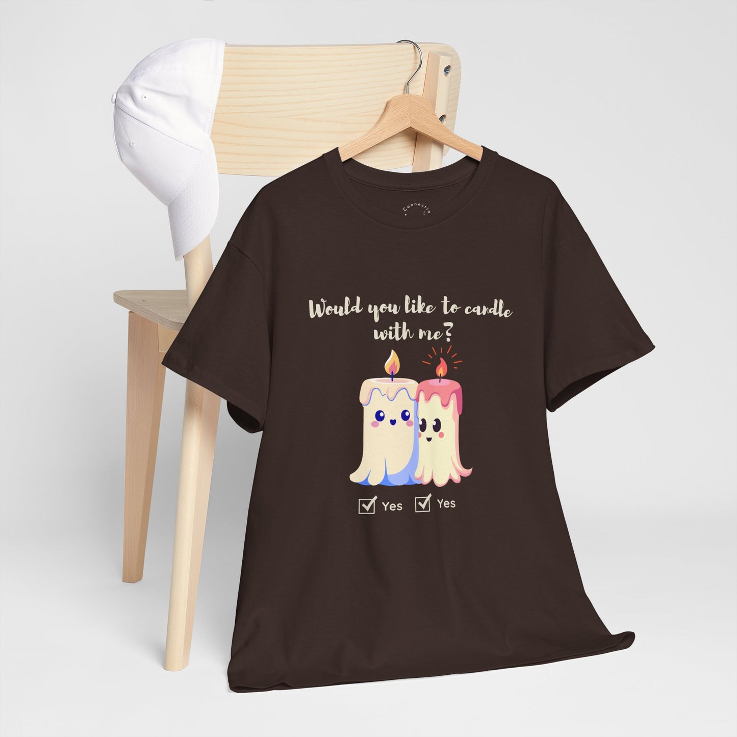 'Would You Like to Candle With Me' T-Shirt — Romantic Candlelight Couple Tee