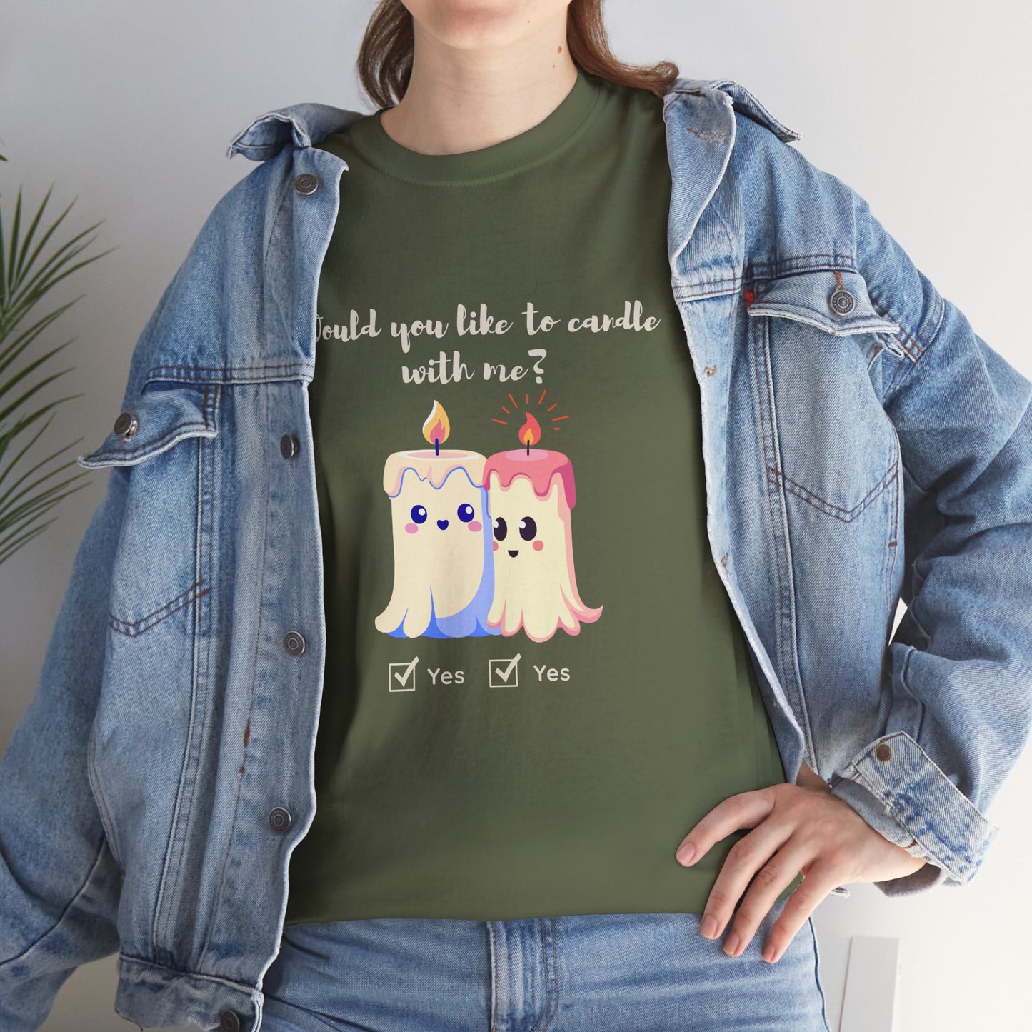 'Would You Like to Candle With Me' T-Shirt — Romantic Candlelight Couple Tee