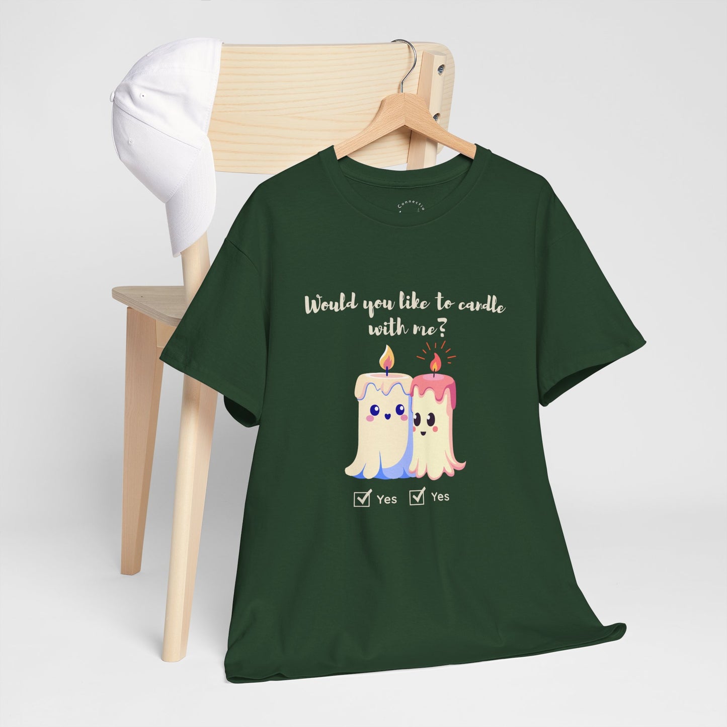 'Would You Like to Candle With Me' T-Shirt — Romantic Candlelight Couple Tee
