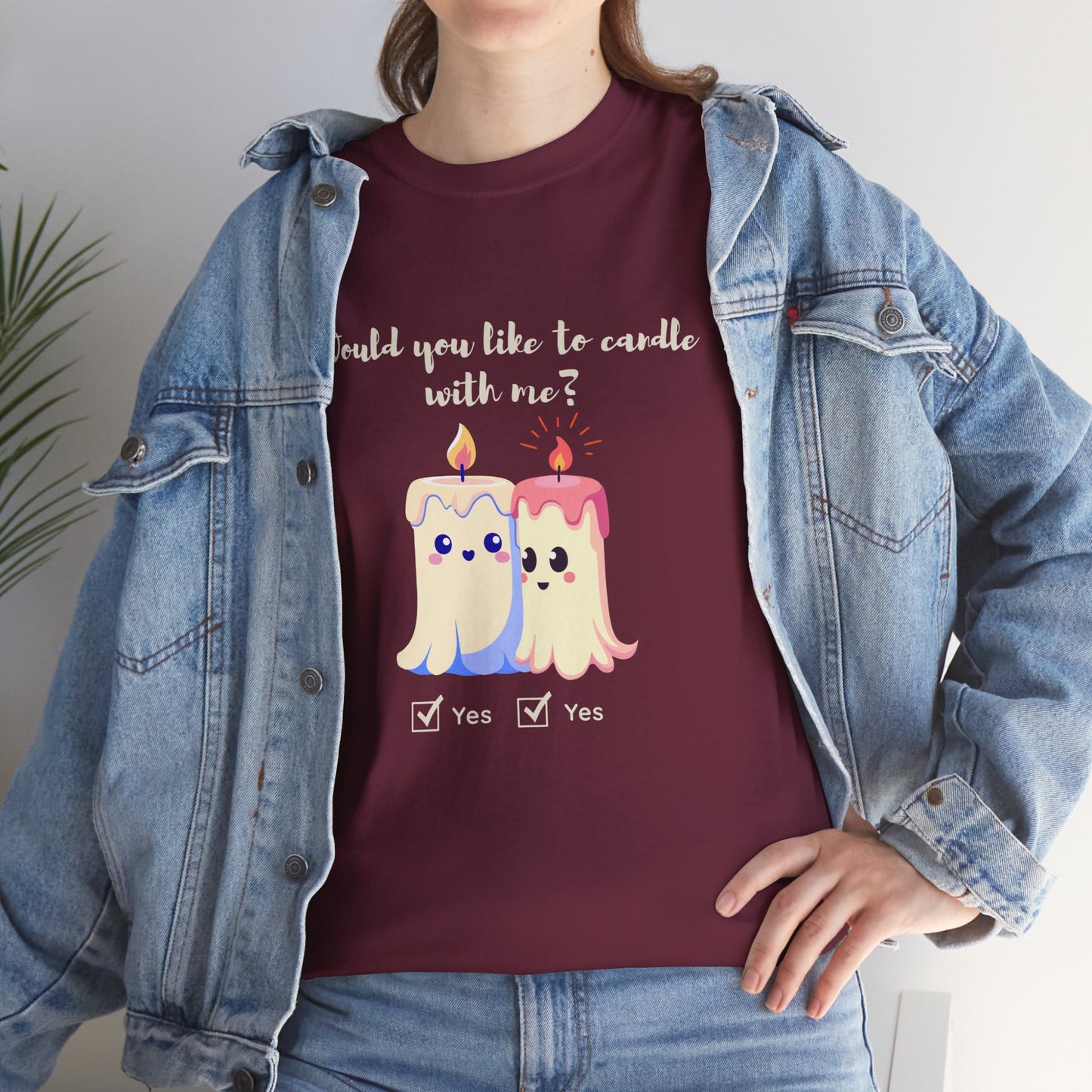 'Would You Like to Candle With Me' T-Shirt — Romantic Candlelight Couple Tee