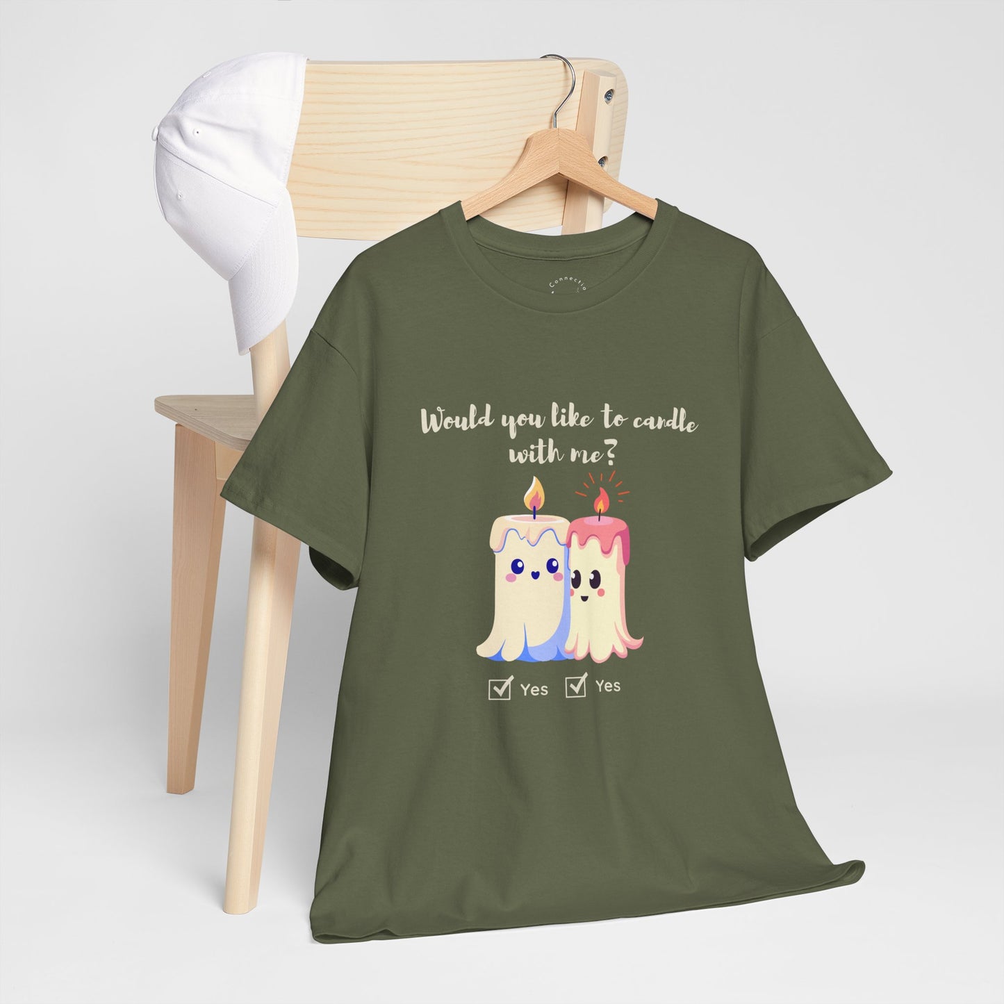 'Would You Like to Candle With Me' T-Shirt — Romantic Candlelight Couple Tee