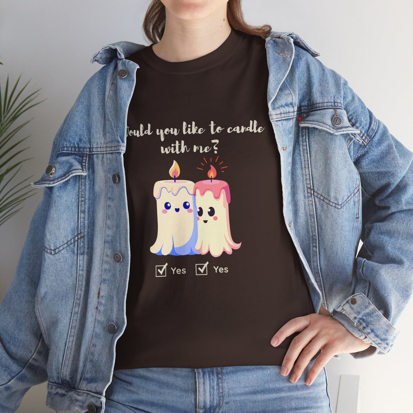 'Would You Like to Candle With Me' T-Shirt — Romantic Candlelight Couple Tee