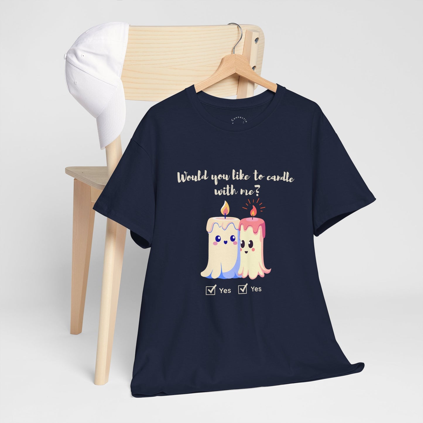 'Would You Like to Candle With Me' T-Shirt — Romantic Candlelight Couple Tee