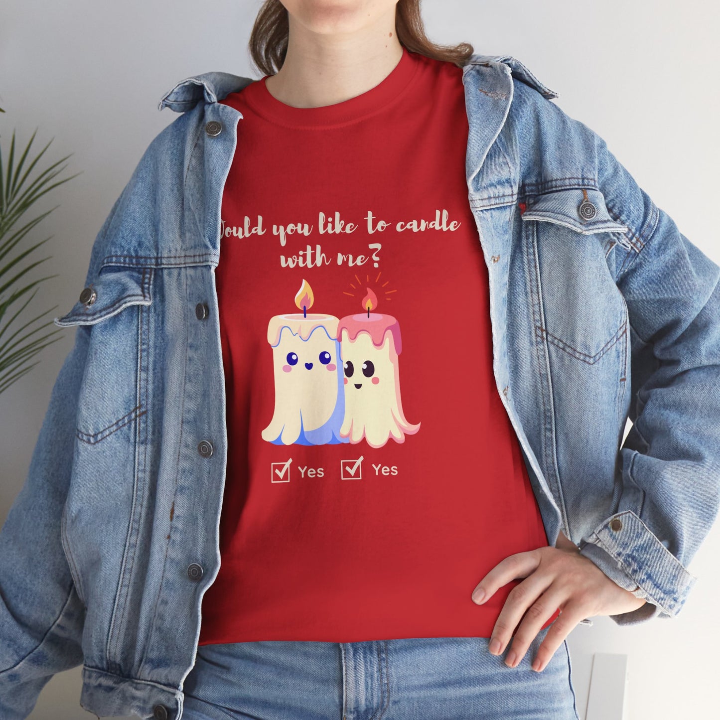 'Would You Like to Candle With Me' T-Shirt — Romantic Candlelight Couple Tee