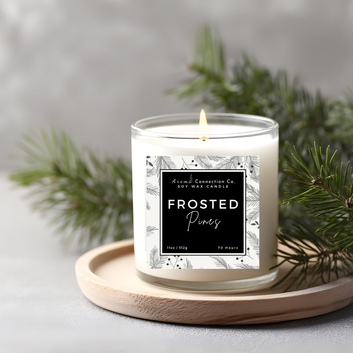 Step into a winter wonderland with Frosted Pines 11oz candle—a comforting blend of crisp pine needles dusted with soft, sweet marshmallow.