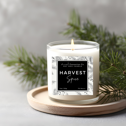Celebrate the heart of the season with Harvest Spice 11oz candle—a rich, comforting blend of nutmeg, warm autumn spices, and a dash of clove.