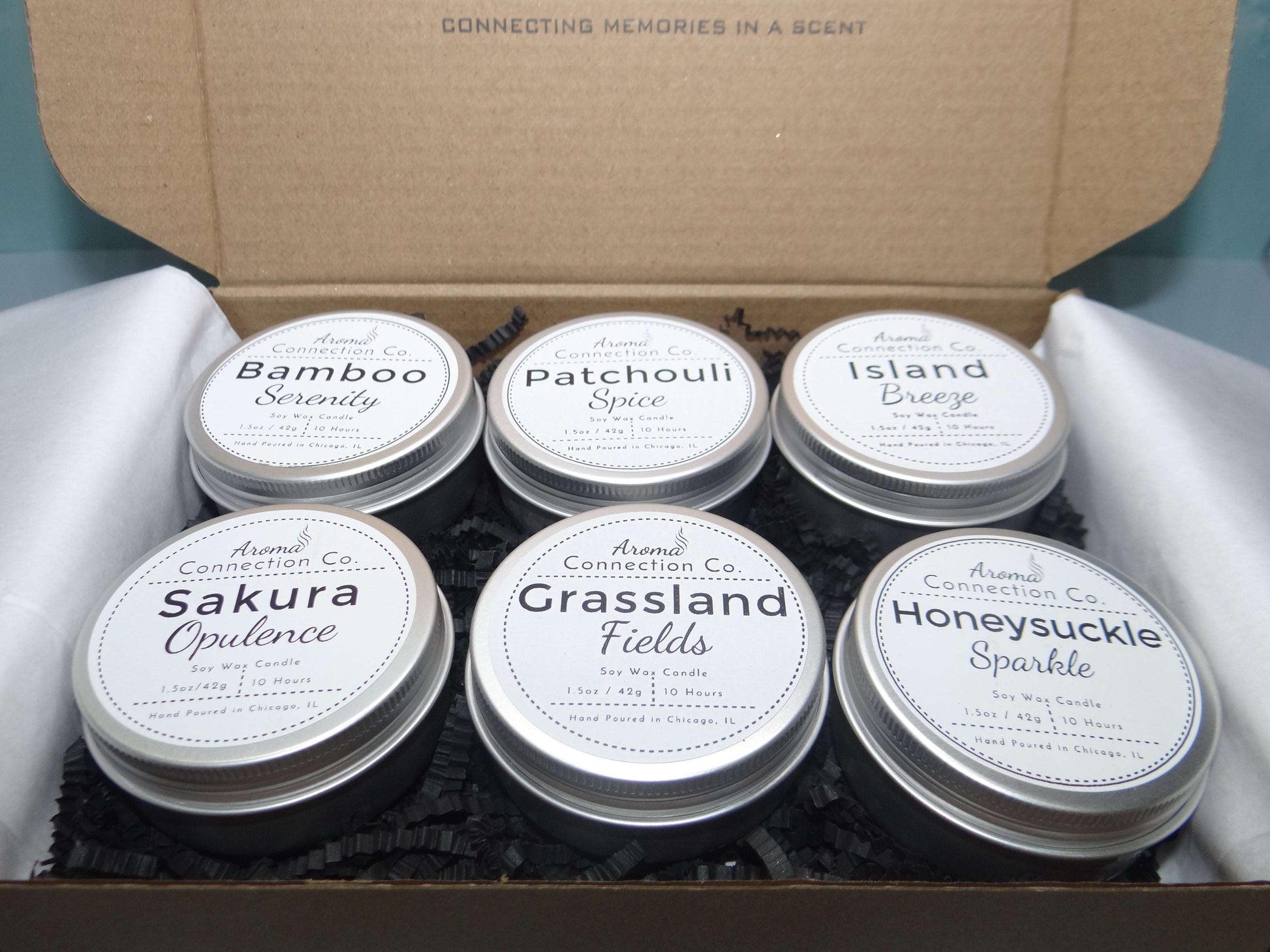 This sampler set consists of six 1.5oz tin soy wax candles from the new Spring Collection, featuring a variety of scents to explore. It's an ideal option for discovering all the spring fragrance options cost-effectively. It also makes for a unique and personalized gift, perfect as a holiday stocking stuffer.